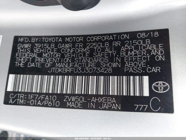 JTDKBRFU3J3073428 Toyota Prius Two