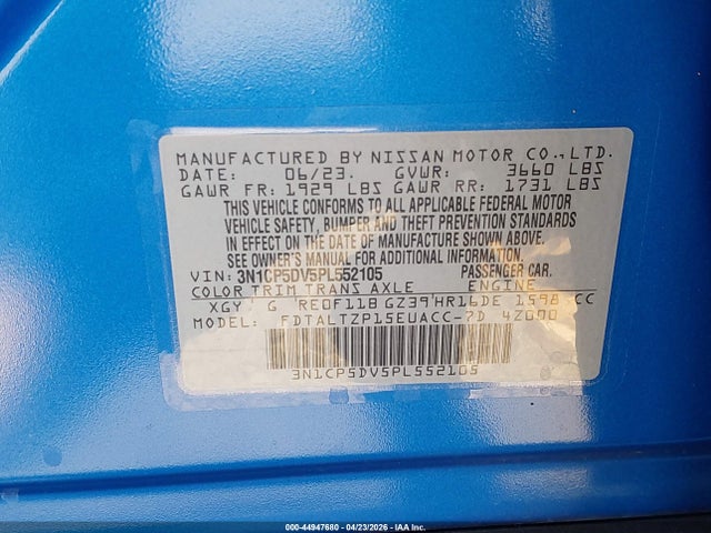 Nissan Kicks Sr Xtronic Cvt 2023 3N1CP5DV5PL552105 Image 9