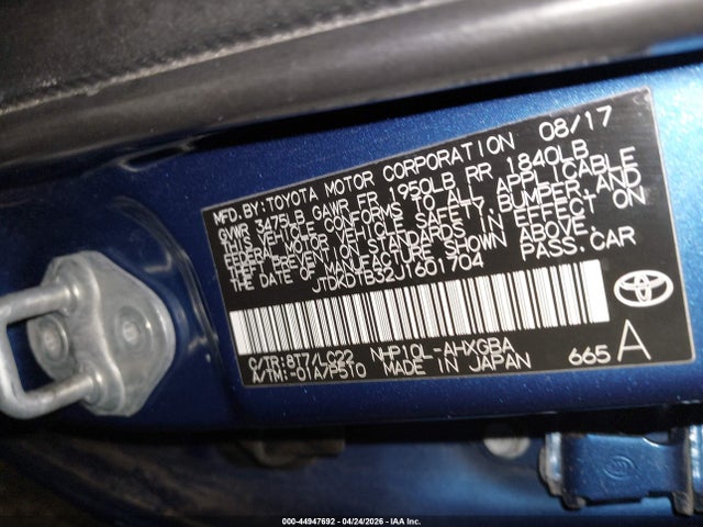 JTDKDTB32J1601704 Toyota Prius C Four