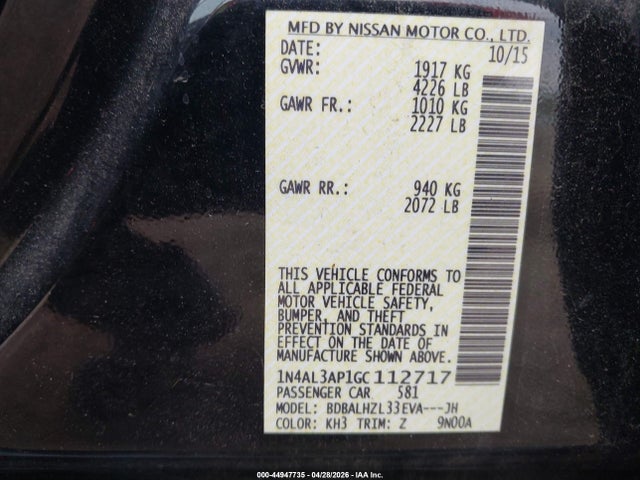 Nissan Altima 2.5 Sr 2016 1N4AL3AP1GC112717 Image 9