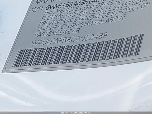 Продаж на аукціоні авто 2012 Audi A5 2.0t Premium, vin: WAULFAFR8CA022489, номер лоту: 44947772