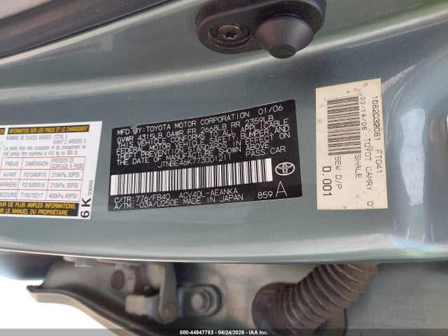 44947783 :رقم المزاد ، JTNBE46K773001211 vin ، 2007 Toyota Camry Le مزاد بيع