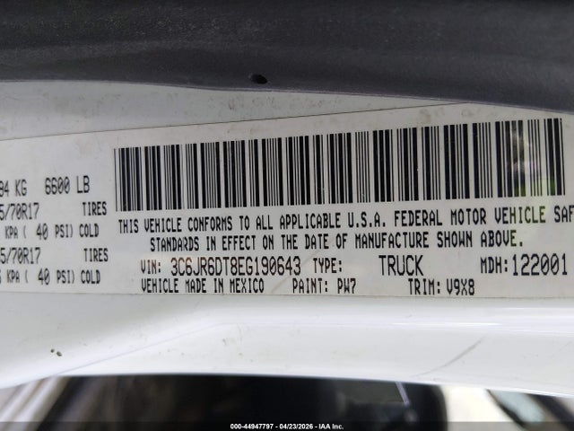 Aukcja sprzedaży 2014 Ram 1500 Tradesman, vin: 3C6JR6DT8EG190643, numer aukcji: 44947797