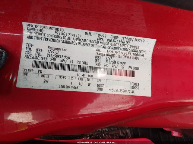 2014 Ford Focus Se მანქანა იყიდება აუქციონზე, vin: 1FADP3K24EL106556, აუქციონის ნომერი: 44947823