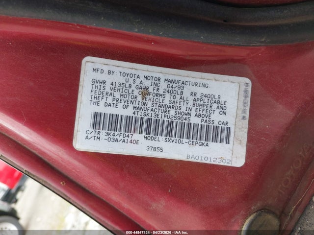 Aukcja sprzedaży 1993 Toyota Camry Xle, vin: 4T1SK13E1PU259045, numer aukcji: 44947834