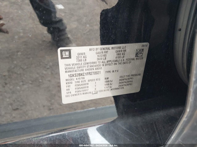 1GKS2BKC1FR270921 GMC YUKON SLT