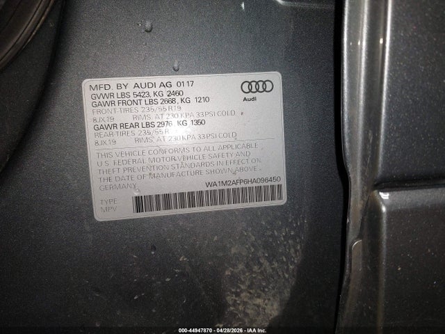 Aukcja sprzedaży 2017 Audi Q5 2.0t Premium, vin: WA1M2AFP6HA096450, numer aukcji: 44947870