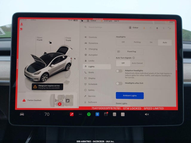 7SAYGDEE0PF676781 Tesla Model Y Awd/long Range Dual Motor All-wheel Drive