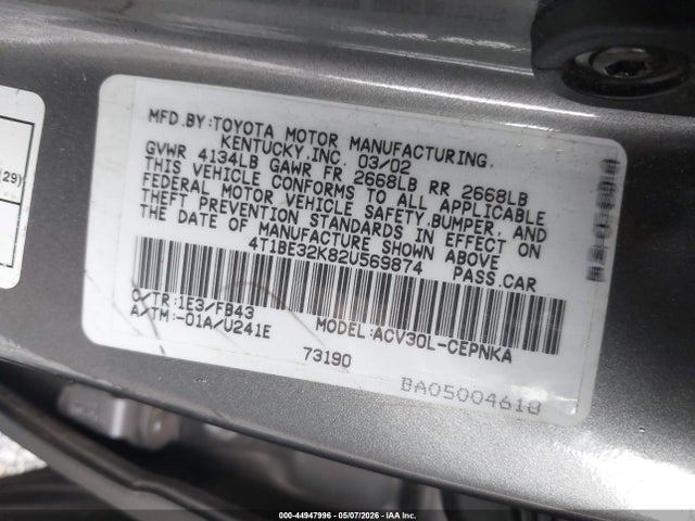 44947996 :رقم المزاد ، 4T1BE32K82U569874 vin ، 2002 Toyota Camry Le مزاد بيع