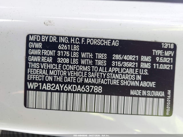 Aukcja sprzedaży 2019 Porsche Cayenne S, vin: WP1AB2AY6KDA63788, numer aukcji: 44948046