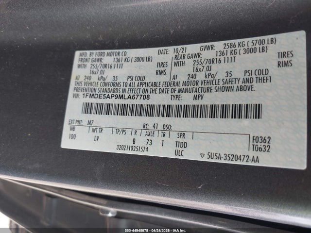 Ford Bronco 2021 1FMDE5AP9MLA67708 Image 9