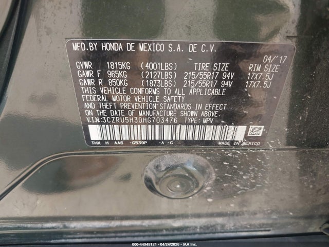 Honda HR-V LX 2017 3CZRU5H30HG703476 Image 9