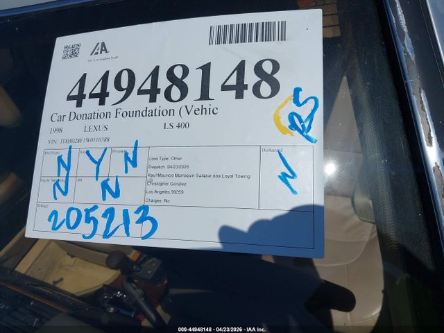 Aukcja sprzedaży 1998 Lexus Ls 400, vin: JT8BH28F1W0110388, numer aukcji: 44948148