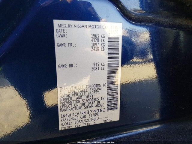 Nissan Altima Sr Fwd 2024 1N4BL4CV7RN374982 Image 9
