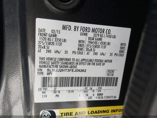 Lincoln Navigator 2015 5LMJJ2HT3FEJ09262 Image 9
