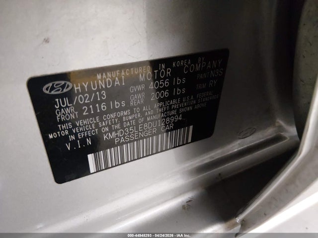 2013 Hyundai Elantra Gt მანქანა იყიდება აუქციონზე, vin: KMHD35LE8DU128994, აუქციონის ნომერი: 44948293