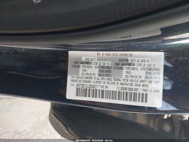 Aukcja sprzedaży 2018 Mazda Cx-9 Touring, vin: JM3TCBCY2J0204017, numer aukcji: 44948300