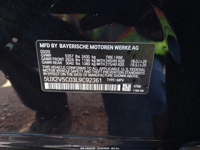 5UX2V5C03L9C92361 BMW X4 M40i