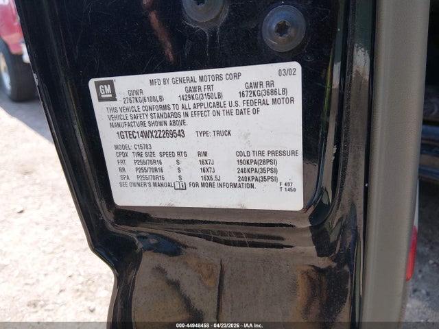Продаж на аукціоні авто 2002 Gmc Sierra 1500 Sle, vin: 1GTEC14WX2Z269543, номер лоту: 44948458