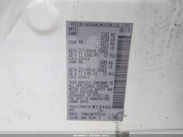 Aukcja sprzedaży 2018 Nissan Rogue Sl, vin: 5N1AT2MV5JC823466, numer aukcji: 44948473