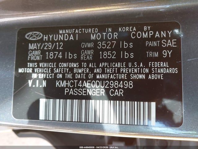 Продажа на аукционе авто 2013 Hyundai Accent Gls, vin: KMHCT4AE0DU298498, номер лота: 44948509