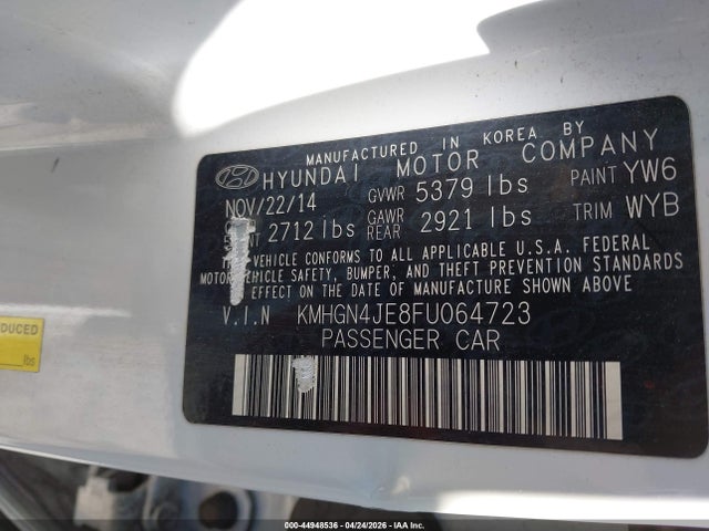 KMHGN4JE8FU064723 Hyundai Genesis 3.8