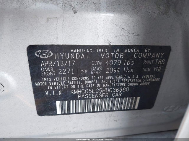 KMHC05LC5HU036380 Hyundai Ioniq Hybrid Limited