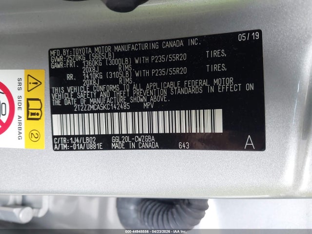 Aukcja sprzedaży 2019 Lexus Rx 350, vin: 2T2ZZMCA5KC142485, numer aukcji: 44948556