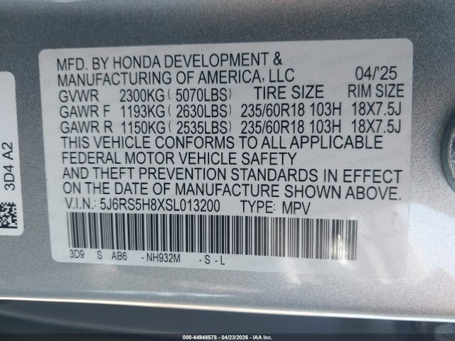 5J6RS5H8XSL013200 Honda Cr-v Hybrid Sport-l