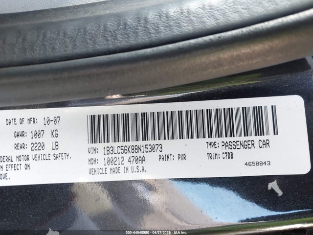 44948580 :رقم المزاد ، 1B3LC56K88N153073 vin ، 2008 Dodge Avenger Sxt مزاد بيع