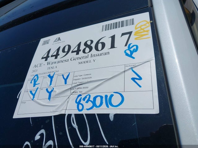 Aukcja sprzedaży 2021 Tesla Model Y Long Range Dual Motor All-wheel Drive, vin: 5YJYGDEE2MF097364, numer aukcji: 44948617