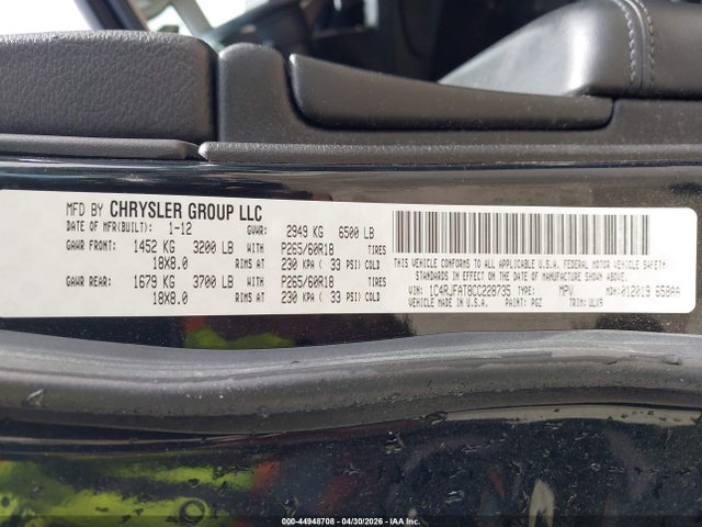 Продаж на аукціоні авто 2012 Jeep Grand Cherokee Laredo, vin: 1C4RJFAT8CC228735, номер лоту: 44948708