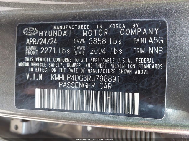 Hyundai Elantra Limited 2024 KMHLP4DG3RU798891 Image 9