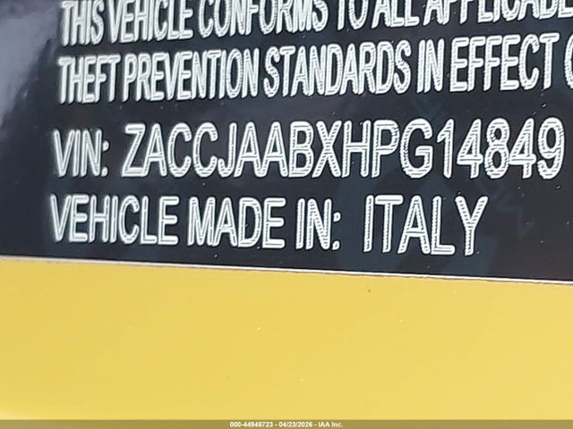 Aukcja sprzedaży 2017 Jeep Renegade Sport Fwd, vin: ZACCJAABXHPG14849, numer aukcji: 44948723