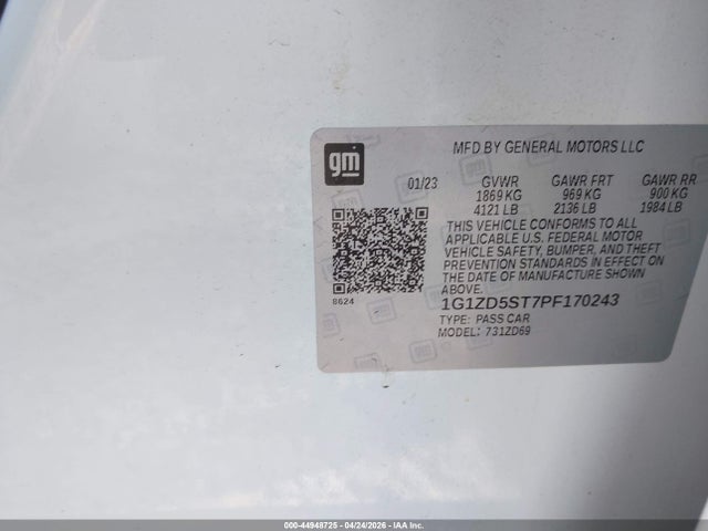 Продажа на аукционе авто 2023 Chevrolet Malibu Fwd 1lt, vin: 1G1ZD5ST7PF170243, номер лота: 44948725