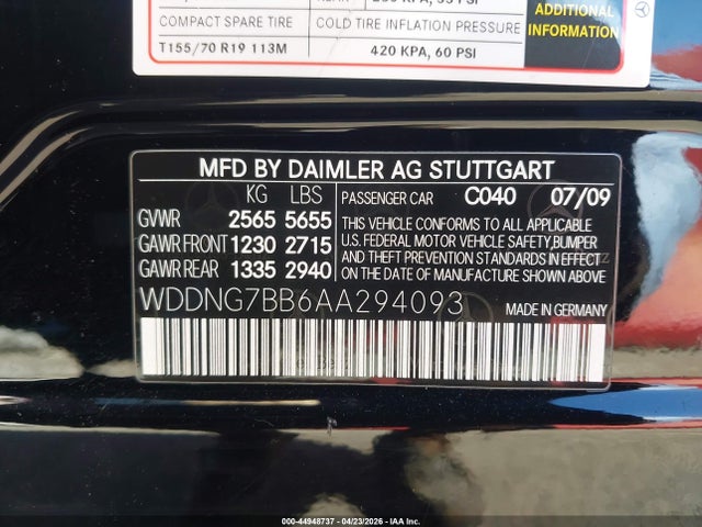 Продаж на аукціоні авто 2010 Mercedes-benz S 550, vin: WDDNG7BB6AA294093, номер лоту: 44948737