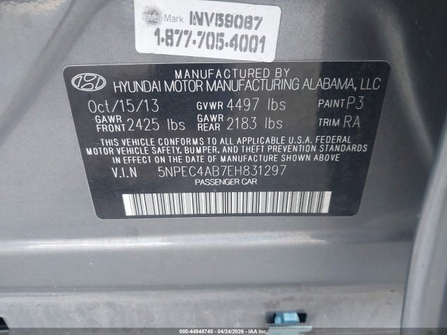 Hyundai Sonata Se 2.0t 2014 5NPEC4AB7EH831297 Image 9