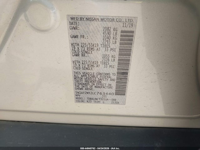 Nissan Rogue Sl Fwd 2020 5N1AT2MT2LC763440 Image 9