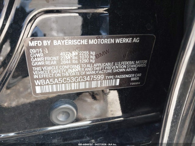 Продажа на аукционе авто 2016 Bmw 528i, vin: WBA5A5C53GG347599, номер лота: 44948787