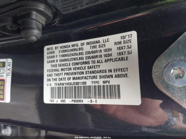 7FARW1H5XJE001109 Honda CR-V EX