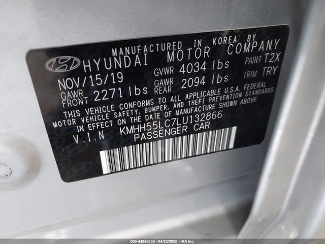 2020 Hyundai Elantra Gt N Line მანქანა იყიდება აუქციონზე, vin: KMHH55LC7LU132866, აუქციონის ნომერი: 44948806