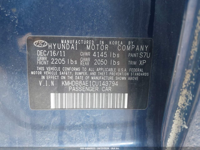 2012 Hyundai Elantra Touring Gls მანქანა იყიდება აუქციონზე, vin: KMHDB8AE1CU143794, აუქციონის ნომერი: 44948823