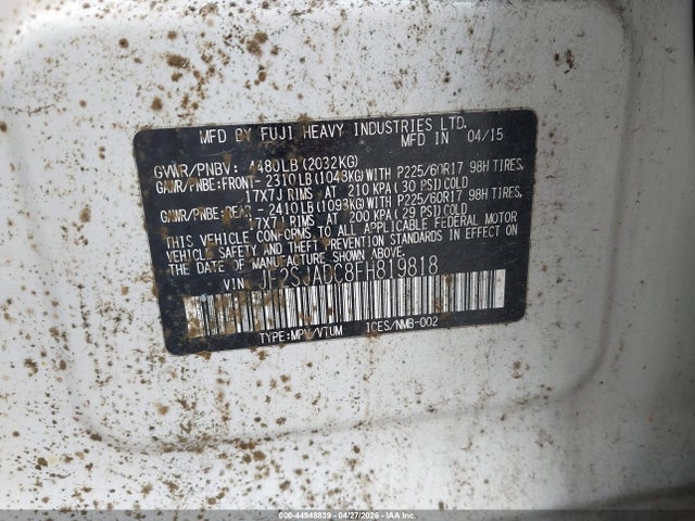 Продаж на аукціоні авто 2015 Subaru Forester 2.5i Premium, vin: JF2SJADC8FH819818, номер лоту: 44948839