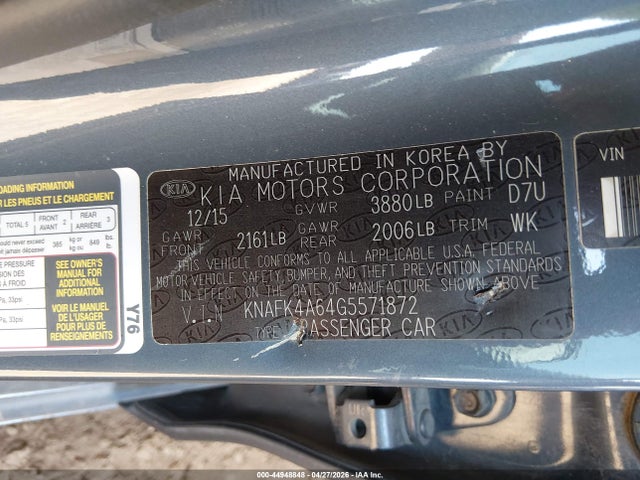 Продажа на аукционе авто 2016 Kia Forte Lx, vin: KNAFK4A64G5571872, номер лота: 44948848