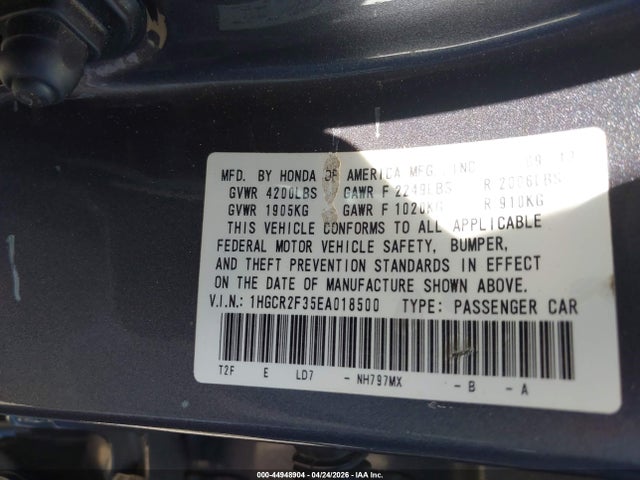 Honda ACCORD LX 2014 1HGCR2F35EA018500 Image 9