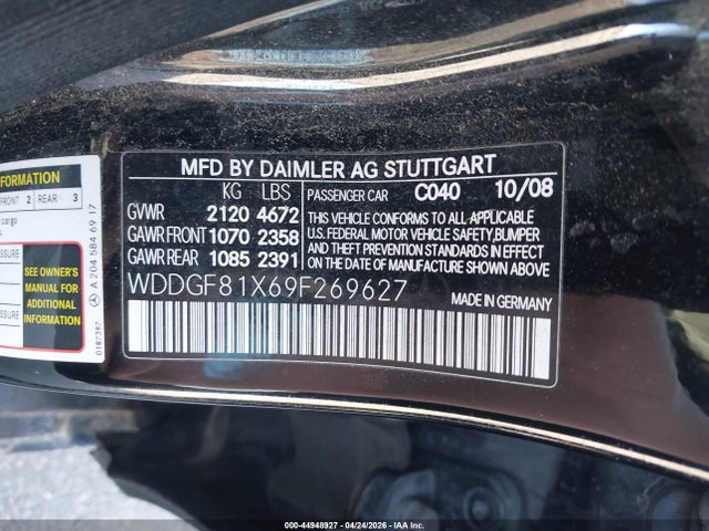 Aukcja sprzedaży 2009 Mercedes-benz C 300 Luxury 4matic/sport 4matic, vin: WDDGF81X69F269627, numer aukcji: 44948927