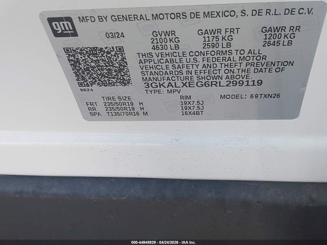 Продаж на аукціоні авто 2024 Gmc Terrain Awd Denali, vin: 3GKALXEG6RL299119, номер лоту: 44948929