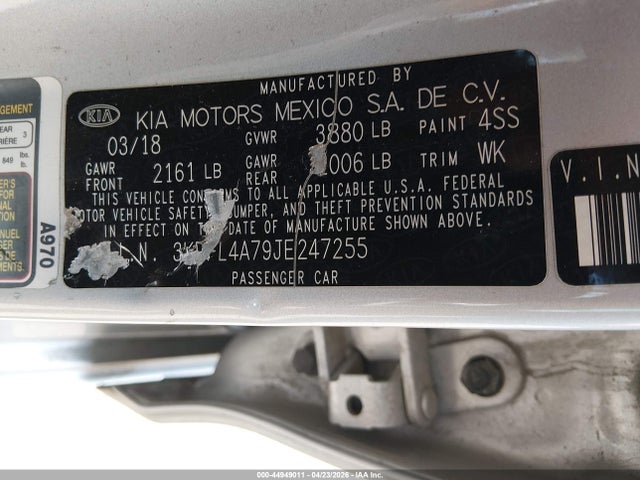 Aukcja sprzedaży 2018 Kia Forte Lx, vin: 3KPFL4A79JE247255, numer aukcji: 44949011