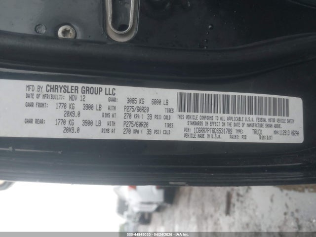 Aukcja sprzedaży 2013 Ram 1500 Laramie Longhorn Edition, vin: 1C6RR7PT6DS531789, numer aukcji: 44949030
