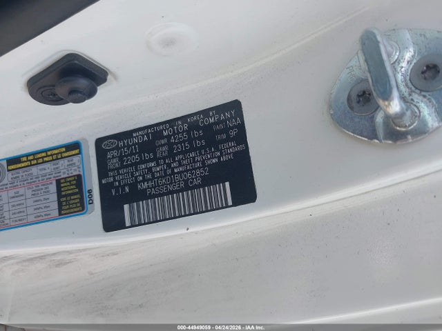 Aukcja sprzedaży 2011 Hyundai Genesis 2.0t, vin: KMHHT6KD1BU062852, numer aukcji: 44949059
